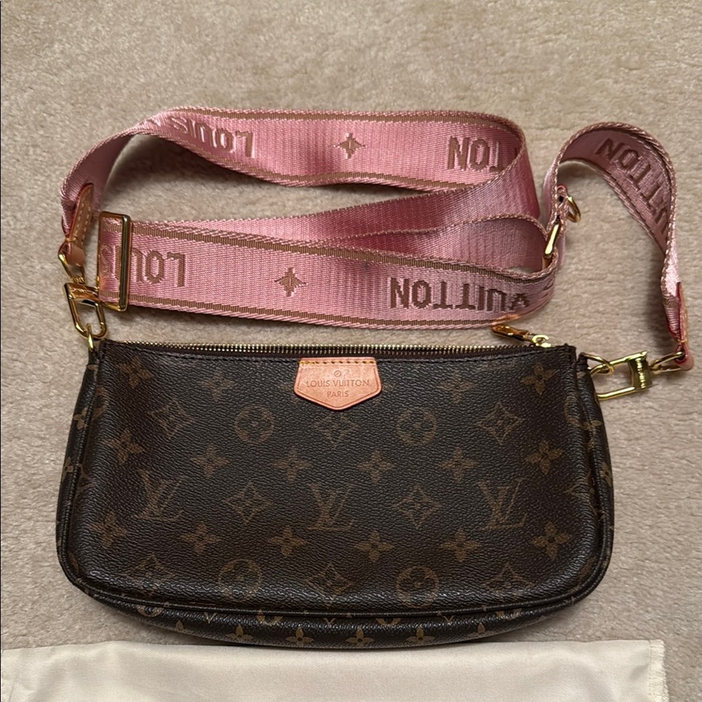 Brown Monogram and Pink Crossbody Bag